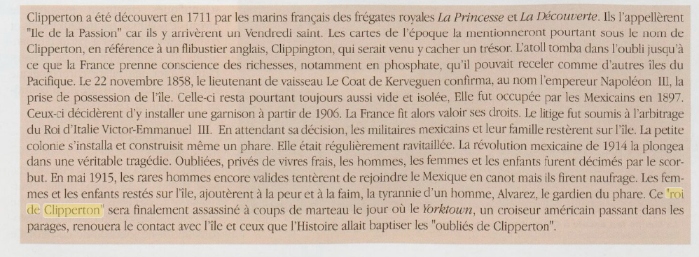 Alvarez, Gardien du phare, Roi de Clipperton, 2005