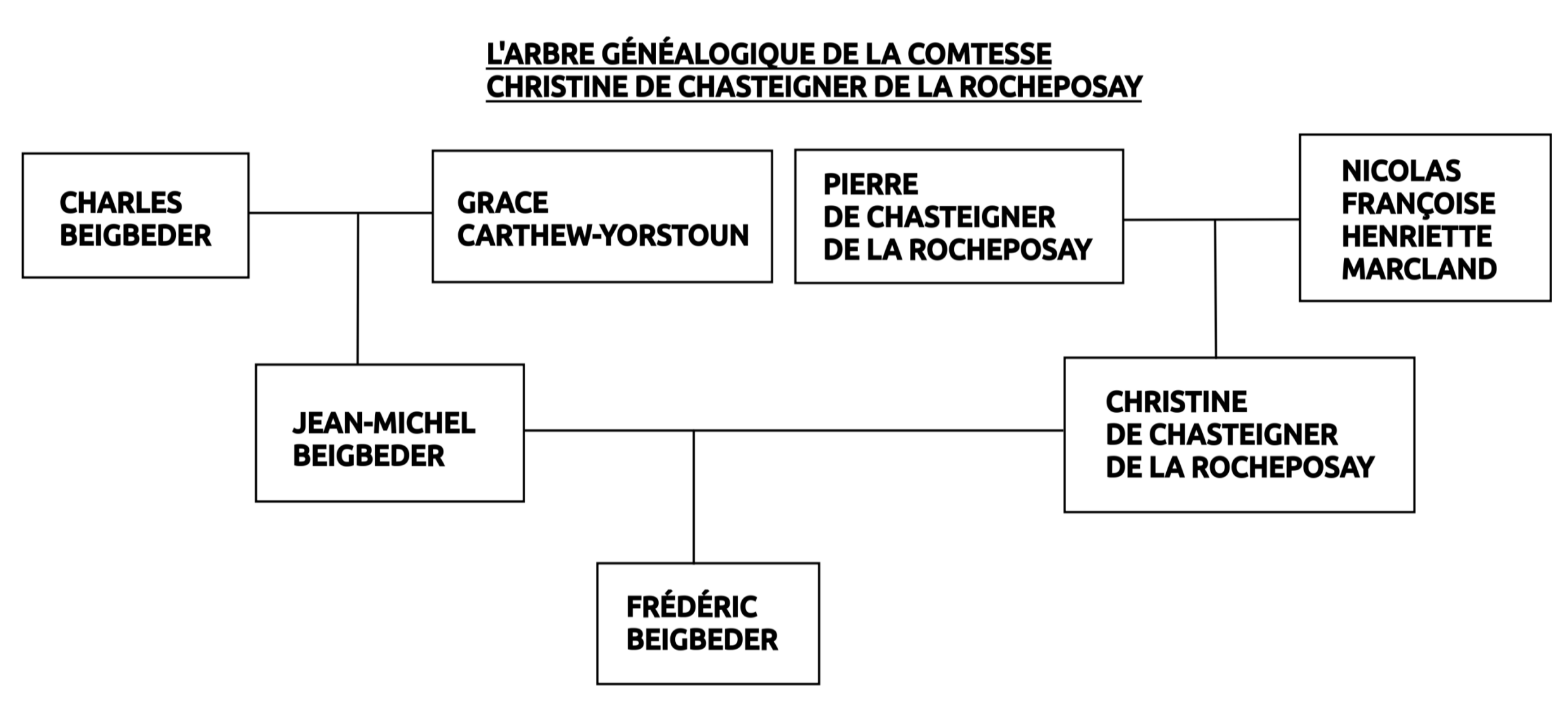 Arbre généalogique de la Comtesse Christine de Chasteigner de la Rocheposay