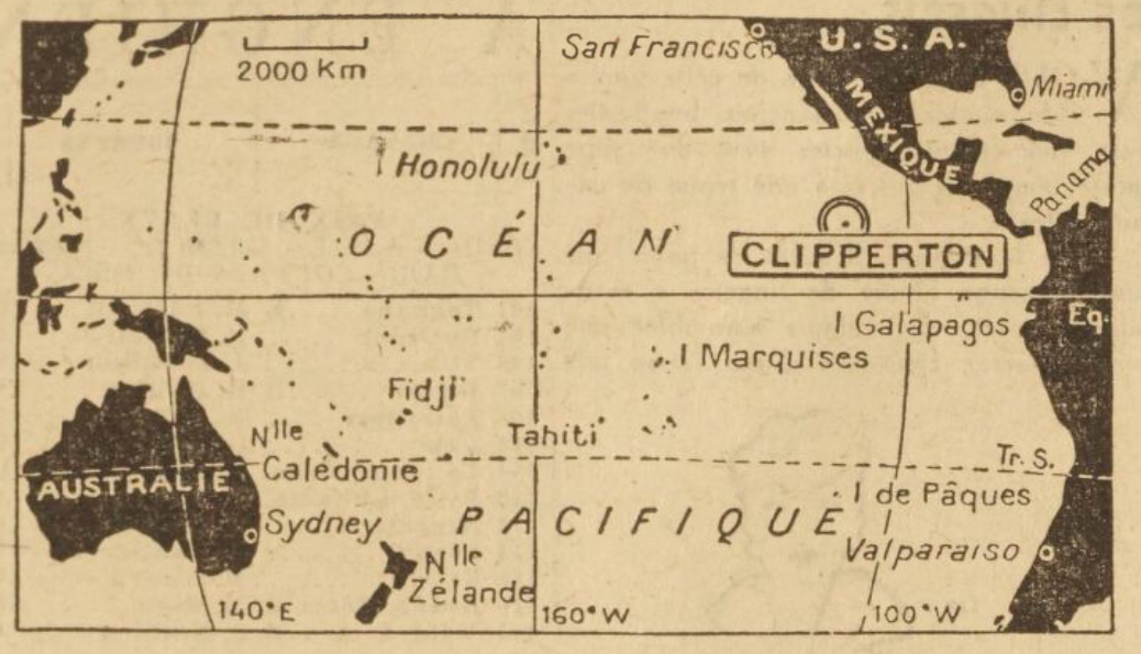 Carte de l'océan Pacifique, Clipperton, 1952