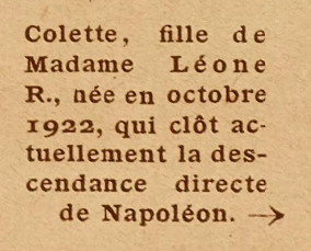 Descendante directe de Napoléon, Colette Repiquet, 1930