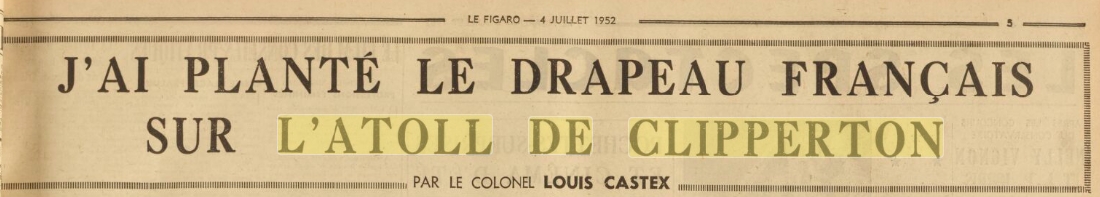 Drapeau français, atoll de Clipperton, 1952