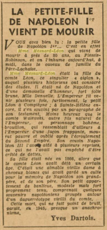 Figaro, petite-fille de Napoléon, 1946