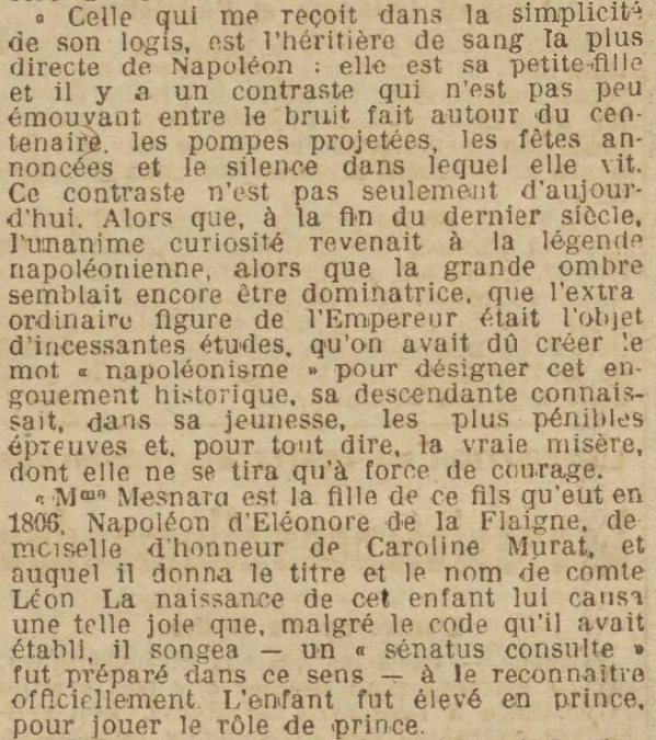 Héritière la plus directe de Napoléon