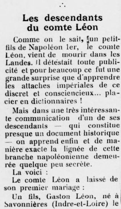 Les descendants du Comte Léon, 1937