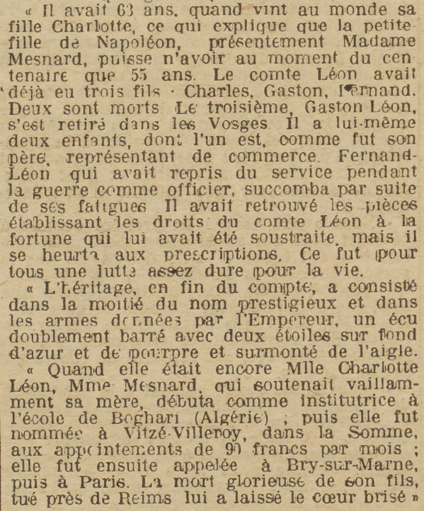 Madame Mesnard-Léon, 1921