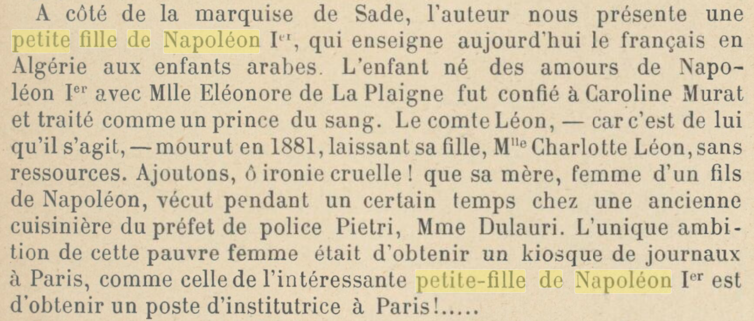 Petite-fille de Napoléon en Algérie, 1901