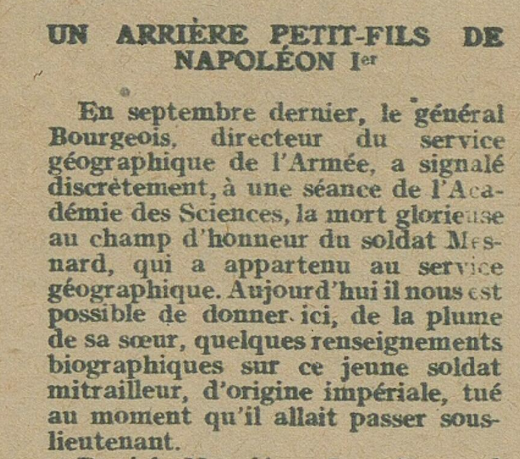Un arrière-petit-fils de Napoléon, 1919