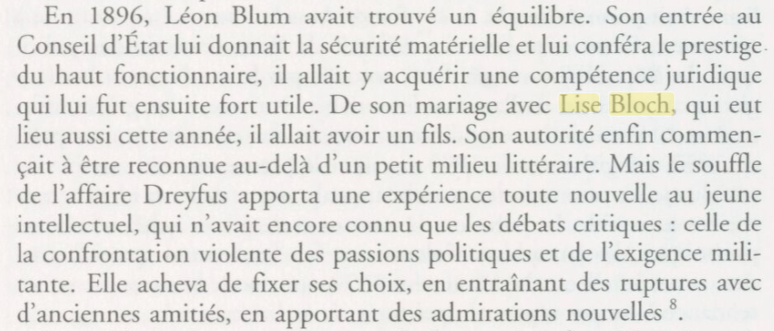 Lise Bloch, Léon Blum, Livre Alain Bergounioux