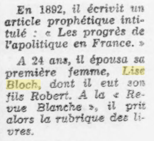 Lise Bloch, Léon Blum, Robert, 1950