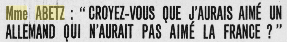 Citation Mme Abetz Allemand 1949