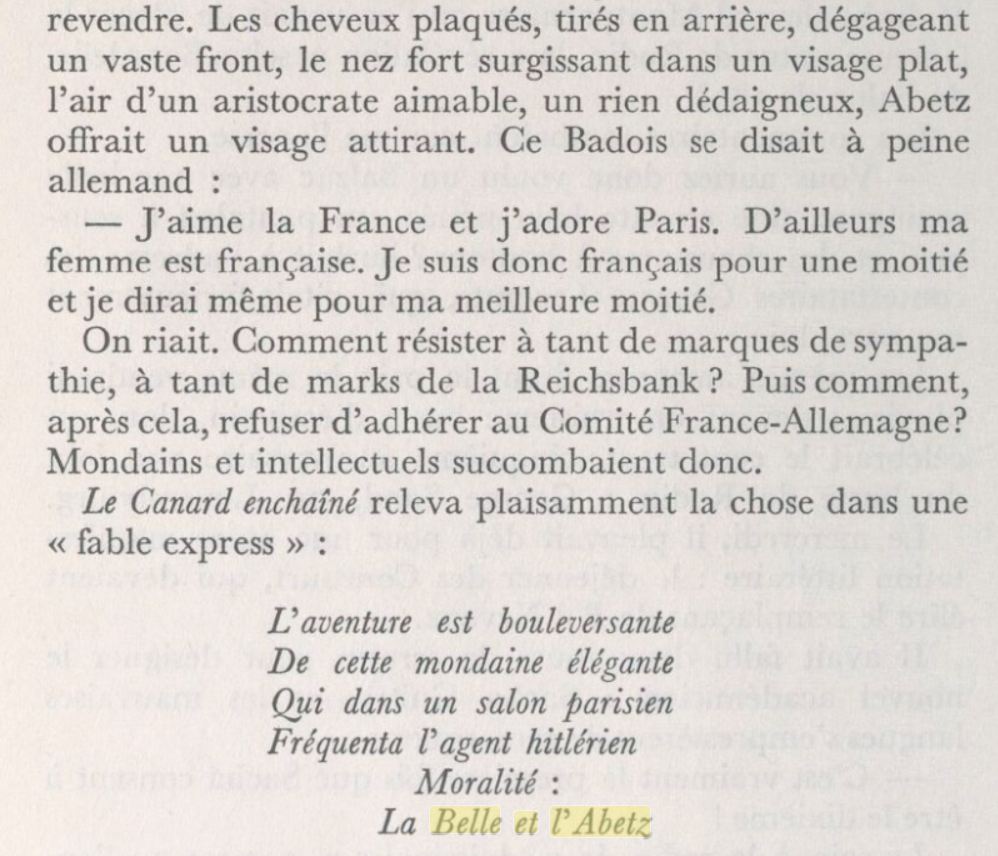Fable la Belle et l'Abetz