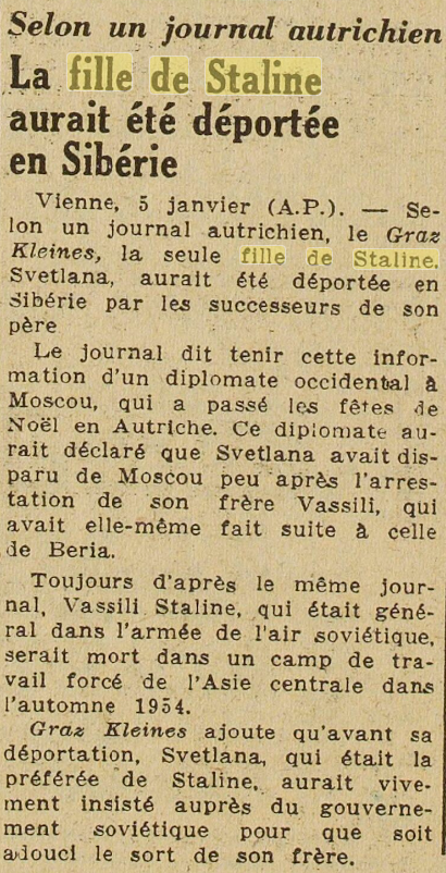 Fille de Staline, Sibérie, 1955