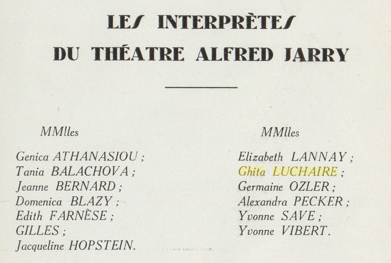 Ghita Luchaire, Théâtre Alfred Jarry