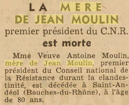 La mère de Jean Moulin, 1947
