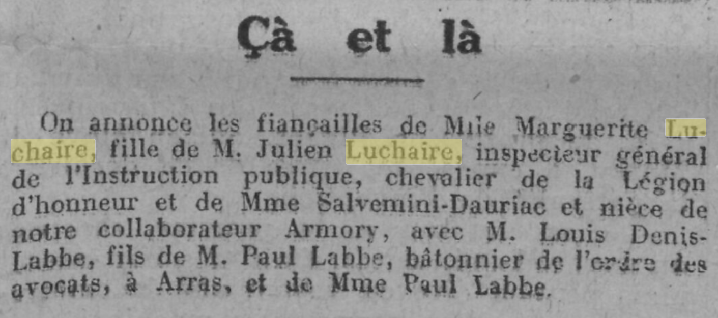 Marguerite Luchaire, Louis-Labbé Denis, 1924