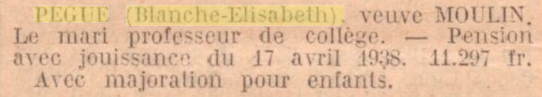 Pègue, Blanche, Elisabeth, 1938