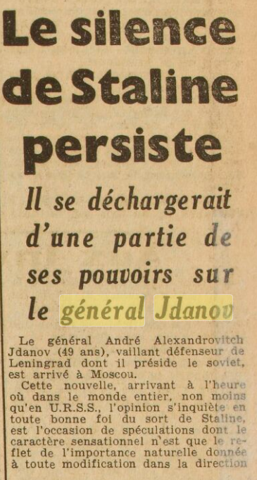 Silence de Staline, Général Jdanov, 1945