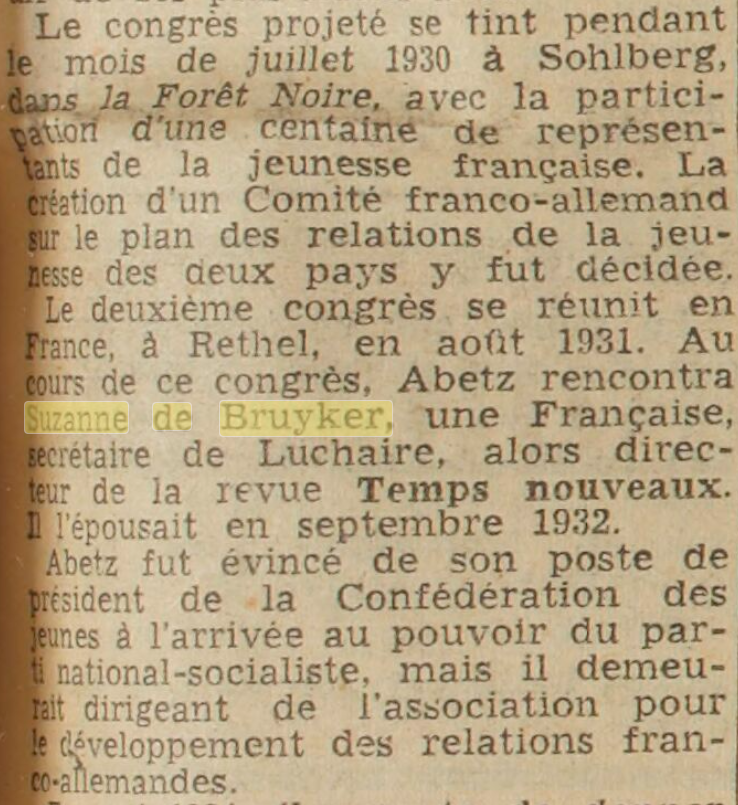 Suzanne de Bruyker, secrétaire de Jean Luchaire, 1949