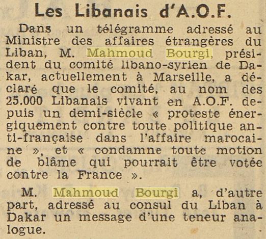 Libanais, AOF, Mahmoud Bourgi, 1953