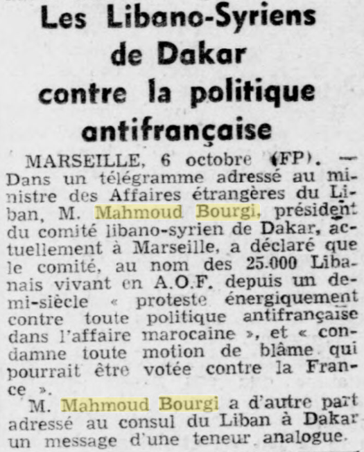Mahmoud Bourgi, Dakar, 1953