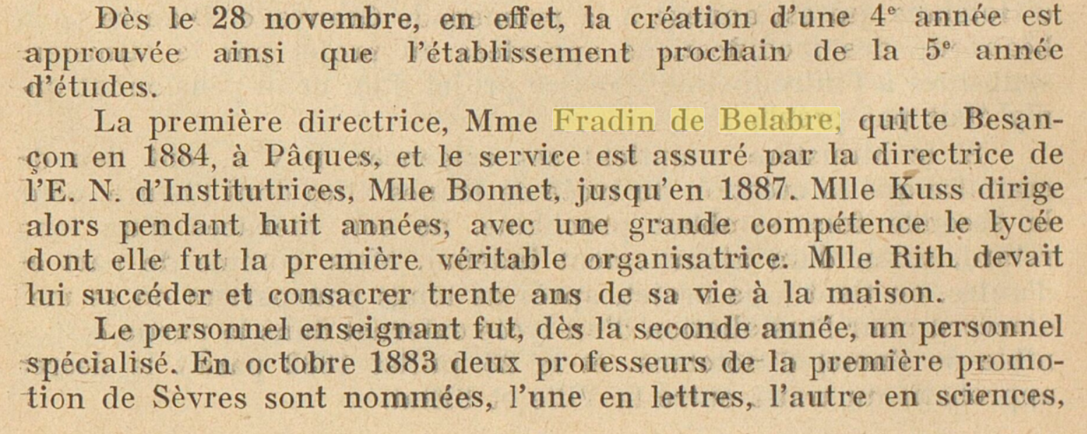 Mme Fradin de Belâbre, 1934